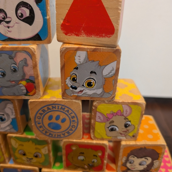 GARANIMALS Colorful Animal Wooden Stacking Blocks Set Lot Of 16 - Picture 3 of 3